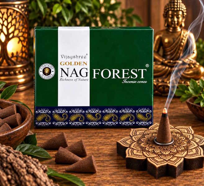 Incienso Conos Golden Nag Forest Vijayshree